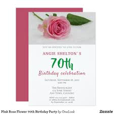 Image result for 70th birthday party ideas for her. Pink Rose Flower 70th Birthday Party Invitation Zazzle Com 60th Birthday Party Invitations Birthday Wishes Flowers Floral Birthday Invitations