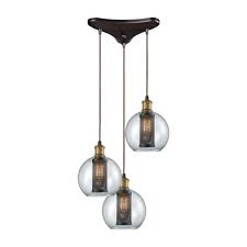 Bremington 1 Light Pendant In Oil Rubbed Bronze/Aged Gold With Clear Glass