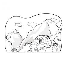 Coloriage Paysage De Montagne A Decouper