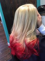 Blonde hairstyles comes in so many different shades. Blonde Highlights All Over And Red Tips Tangled Family Hair Salon Facebook