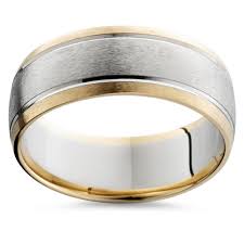 Mens Gold 8mm Two Tone Comfort Fit Wedding Band Ring This Classic Mens Two Tone Wedding Band Featur Brushed Wedding Band Wedding Ring Bands Ruby Wedding Rings