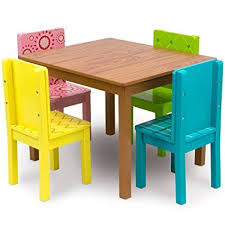 Amazon Com Funny Furniture Kids Wooden Table 4 Chairs Set Cartoon Inspired Designs By Imagination G Kids Wooden Table Kids Table And Chairs Funny Furniture