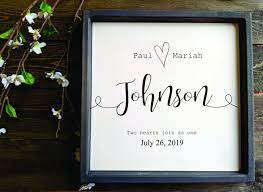 Last Name Sign For Wedding Gift Personalized Calligraphy Name Etsy Personalized Wedding Sign Personalized Wedding Gifts Couple Personalized Wedding Gifts