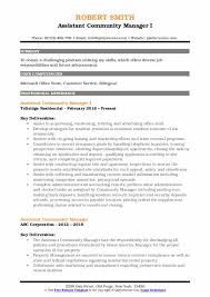 assistant community manager resume