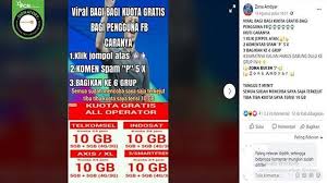 Paduan praktis untuk upgrade sendiri simcard kamu ke 4g. Cek Fakta Hoaks Bagi Bagi Kuota Internet Gratis Untuk Pengguna Facebook Cek Fakta Liputan6 Com