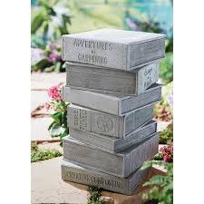 Stacked Books Garden Stool 18 High Garden Stool Ceramic Stool Concrete Garden