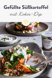 Gefullte Susskartoffel Mit Kokos Dip Und Freekeh Salat Rezept In 2020 Rezepte Gesund Rezepte Gefullte Susskartoffeln