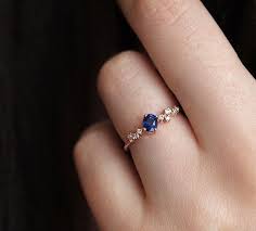This 14k domed gold ring is for the ethereal bride with a penchant for beautiful things. Oval Blue Sapphire Ring Blue Sapphire Diamond Ring Unique Etsy In 2021 Blue Sapphire Diamond Ring Blue Sapphire Rings Sapphire Engagement Ring Blue