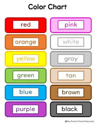 Color And Color Names Chart By Mrs Riveras Resources Tpt