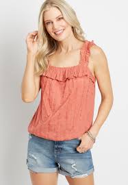 Blush Ruffle Strap Tank Top Maurices