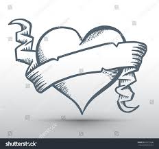 Heart With Ribbon Drawing Banner For Love Concept Valentine And Wedding Card Vector Illustration Card Drawing Banner Drawing Drawings For Boyfriend