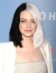 See Emma Stone With Cruella S Iconic Black And White Hair Emma Stone Celebrity Beauty Brunette Hair