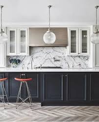 The light gray cabinetry contrasts well with the white island, marble countertops and subway tile. 18 Marble Countertops Kitchens From Pinterest That Will Get You Itching To Remodel F M Tile