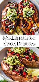Black Bean Stuffed Sweet Potatoes Easy Vegan Recipe Two Spoons Recipe Mexican Sweet Potatoes Vegan Recipes Easy Vegan Sweet Potato