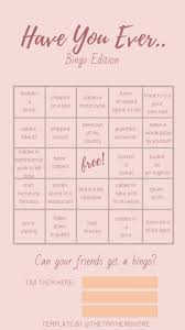 Games Extras The Tiny Herbivore Bingo Template Instagram Template Instagram Story Questions