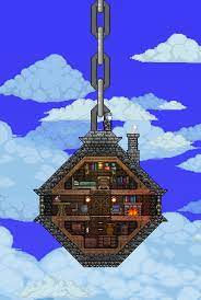 Placing the nurse or dryad here is a popular option, especially if you have an arena nearby; House Hanging In The Sky Terraria Terraria Base Terrarium Terraria House Ideas