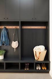 All Black Mudroom Cabinetry Modern Farmhouse Megan Bachmann Interiors Mudroom Design Mud Room Storage Home