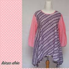 Tunik batik dress batik asimetris blouse hijab muslim. Asimetris Batik With Polka Blouse Batik