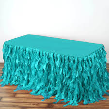 21ft Turquoise Curly Willow Taffeta Table Skirt In 2020 Table Skirt 21st Birthday Decorations Bridal Table