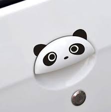 2x Cute Panda Face Door Handle Car Vinyl Decal Sticker 2 84 X 1 44 Black Pandalar Cikartma Araba Dekoru