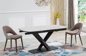 This two tone range filled with character and individuality brings a touch of country chic into your kitchen or dining room with the classic range of dining and occasional pieces. 2 4m Oval Ceramic Extendable Dining Table With Contemporary Metal Frame