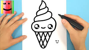 Colorie l'image avec de délicieuses couleurs. Comment Dessiner Une Glace Italienne Kawaii Youtube