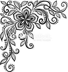 Beautiful Black And White Lace Flower In The Corner With Space For Black And White Drawing Lace Flowers Flower Tattoo Designs