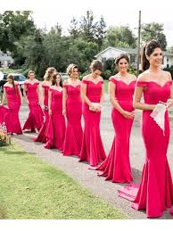 New Off Shoulder Fuschia Bridesmaid Dresses Long Mermaid Style Fuschia Bridesmaid Dresses Hot Pink Bridesmaid Dresses Red Bridesmaid Dresses