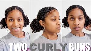 2 Puff Curly Buns Space Buns Natural Hair Protective Style Curly Bun Hairstyles Natural Hair Styles Short Curly Hair