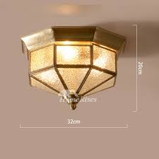Flush Mount Ceiling Light Glass Rustic Bedroom 3 Light Outdoor Brass