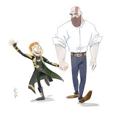 Furballmittens Made A Daddy Kratos Taking His Loki Cosplaying Loki To See The Avengers Infinity War Mindblowing Kr Kratos God Of War God Of War War Art
