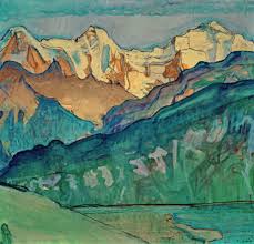 Tapeten die zu ihnen passen! Hodler Jungfrau Monch Und Eiger Vom Beatenberg Gesehen Kunstdruck Glasbild