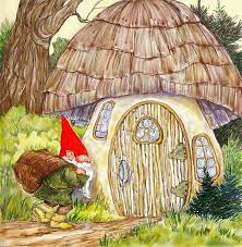 Step 4 add the stairs and its railings. Gnome And Toadstool Home Drawing By Peggy Wilson