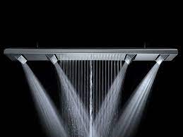 Large Overhead Shower With 4 Jet Types For The Perfect Shower Experience Luxury Bathroom Sustainable Bathroom Spa Interior Design