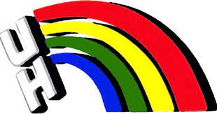 Hawaii Warriors Primary Logo 1982 - White Uh At The End Of A Rainbow Sports Team Logos Warrior Logo Hawaii Rainbow Warriors