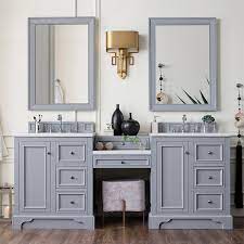 Small vanities & sinks you can squeeze into even the tiniest bathroom. 82 De Soto Double Vanity With Makeup Table Silver Gray Vanities