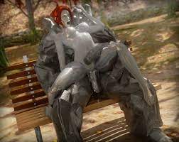 1boy 1girls 3d bench breasts cessily kincaid cum in pussy large  insertion marvel metal skin new mutants new x-men nude outdoors outside red  hair reverse cowgirl position rockslide silver
