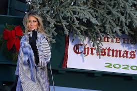 An electric train with the words white house express 2020 on the side and america the beautiful on top is seen in the video making. Melania Trump Unveils White House Christmas Decor Gets Roasted