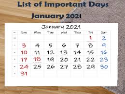 Practical, versatile and customizable january 2021 calendar templates. Important Days Of January 2021 National And International Days