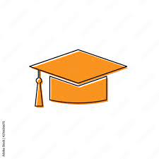 Orange Graduation Cap Icon Isolated On White Background Graduation Hat With Tassel Icon Vector Illustration Stock Vector Adobe Stock