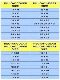 Pillow Size Chart Thebutcherandbarrel Co