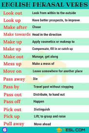 2000 Common Phrasal Verbs List From A Z 7 E S L English Verbs English Idioms Learn English Vocabulary