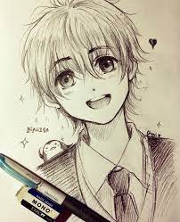Use a pencil and draw a stick figure. Anime Art Anime Boy School Uniform Blazer Tie Smile Penguin Sparkling Sketch Anime Boy Sketch Anime Drawings Boy Anime Sketch