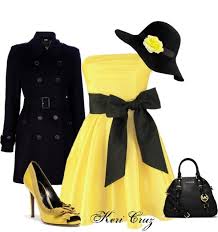 Black And Yellow Clothes Yellow Dress With Burberry Trench And Michael Kors Bag By Keri Cruz Liked On Polyvore Mode