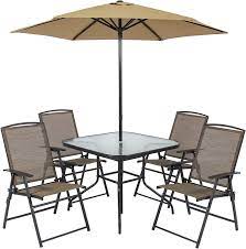 Best patio table and chairs with umbrella. Buy Best Choice Products 6pc Outdoor Folding Patio Dining Set W Table 4 Chairs Umbrella And Built In Base Online In Taiwan B01n0vutbh