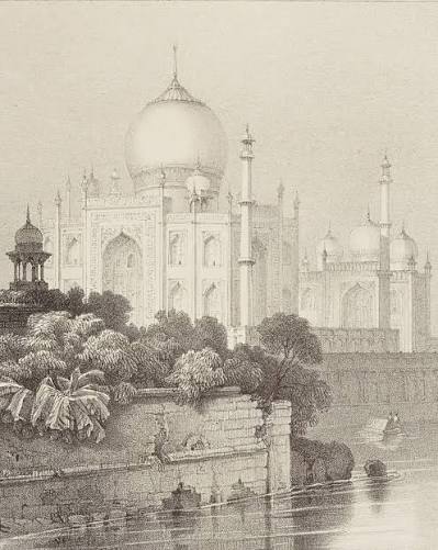 Taj Mahal, Agra. Views in India, Saint Helena and Car Nicobar. Lithographic plates, London, UK LUARD, Major John (1790-1875).