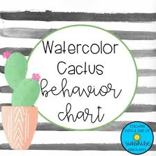 Editable Cactus Watercolor Behavior Chart