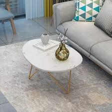dxjni modern furniture oval coffee table white marble tea table wrought iron triangle structure metal legs simple living room t ban ca phe đồ đạc phong ăn