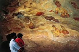 Sri Lanka, Sigiriya, Frescoes depicting young women