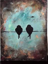 Birds Sitting On A Wire Painting Bird Sitting On A Wire Silhouette Contrasting Modern Oil Painting Bird Art Painting Modern Oil Painting